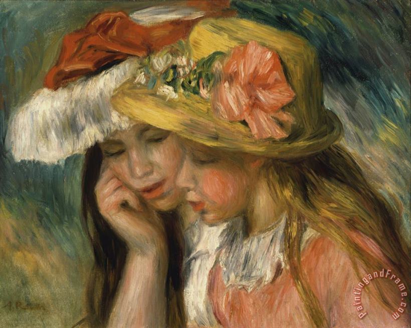Pierre Auguste Renoir Tetes De Deux Jeunes Filles [also Known As The Two Sisters] Art Painting